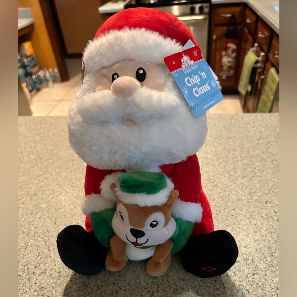 Cuddle Barn Chip 'n Claus Christmas Santa and Chipmunk Plush Sound Motion